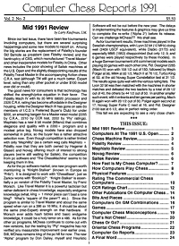 Computer Chess Reports Front Page 1991 2nd Quarter 45 x 45